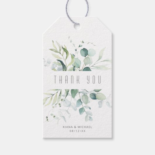 Dreamy Greenery Thank V1 Green/Blue ID817 ギフトタグ (正面)