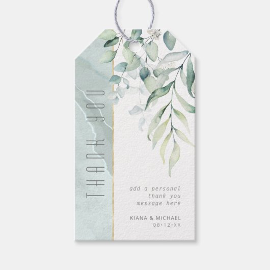 Dreamy Greenery Thank V2 Green/Blue ID817 ギフトタグ (正面)