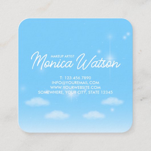 Dreamy Heart Cloud Sky スクエア名刺 (裏面)