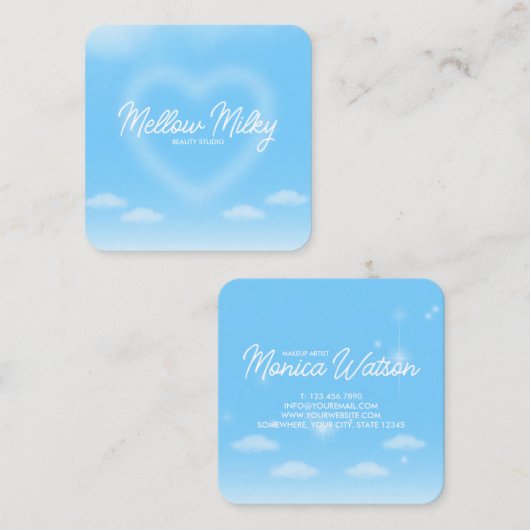 Dreamy Heart Cloud Sky スクエア名刺 (正面/裏面)