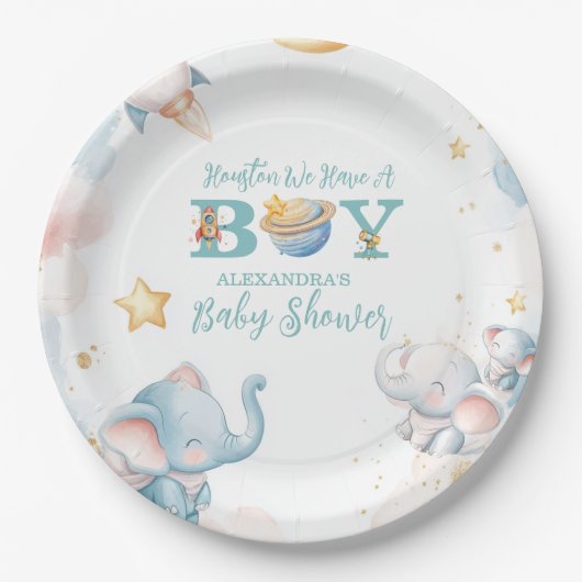 Dreamy Houston私たちは男の子の宇宙を持っている ペーパープレート (正面)