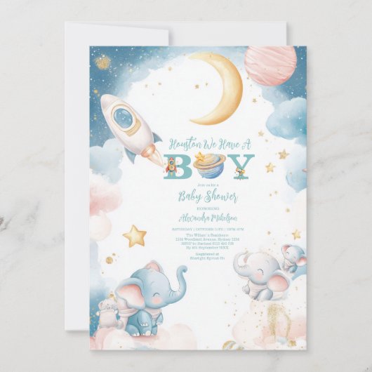 Dreamy Houston私たちは男の子の宇宙を持っている 招待状 (正面)