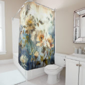 Dreamy Indigo Wind-Swept Floral Art シャワーカーテン (インサイチュ)