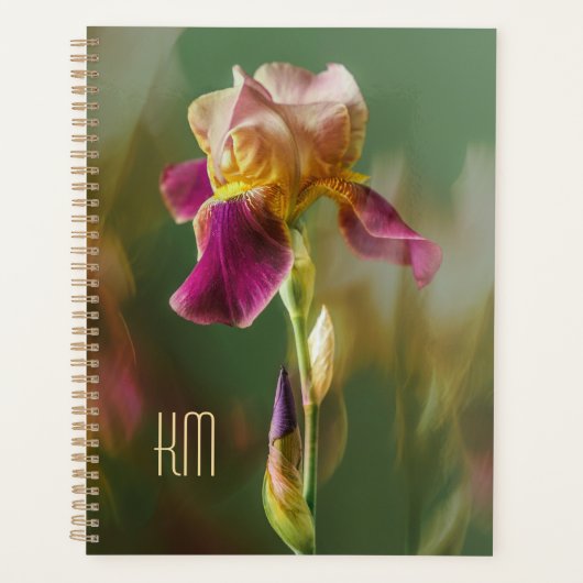 Dreamy Iris Floral photo art with monogram (Large) プランナー手帳 (正面)