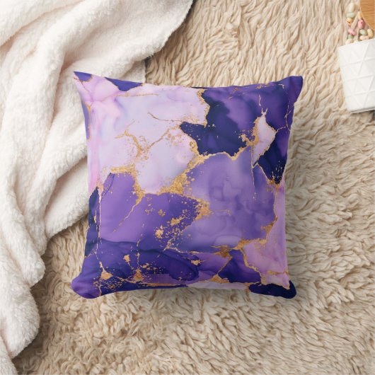 Dreamy Lavender alcohol inks and gold クッション (ブランケット)