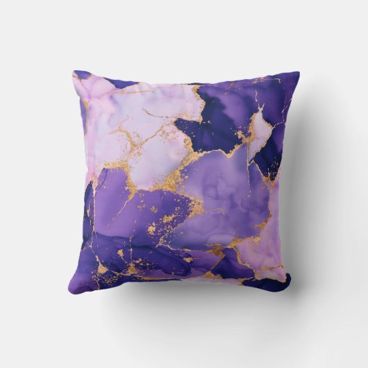 Dreamy Lavender alcohol inks and gold クッション (裏面)