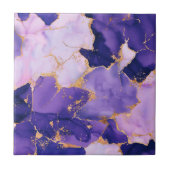 Dreamy Lavender alcohol inks and gold タイル (正面)