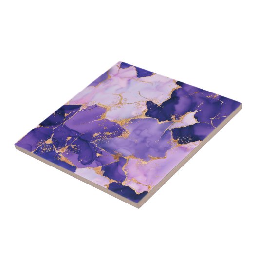 Dreamy Lavender alcohol inks and gold タイル (側面)