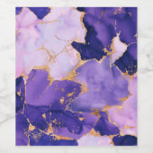 Dreamy Lavender alcohol inks and gold ワインラベル (シングルラベル)