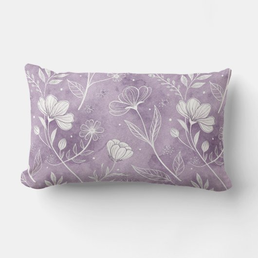Dreamy Lavender Botanical Lumbar Pillow ランバークッション (正面)