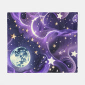 Dreamy Lavender Celestial Moon Blanket – Luxury Se フリースブランケット (正面(横))