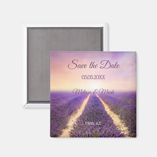 Dreamy Lavender Field Save the Date Magnet マグネット (正面/裏面)