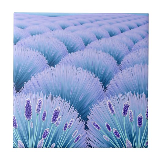 Dreamy Lavender Fields Aesthetic Purple Blue  タイル (正面)