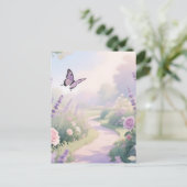 Dreamy Lavender Rose Garden Butterfly Path ポストカード (スタンド正面)