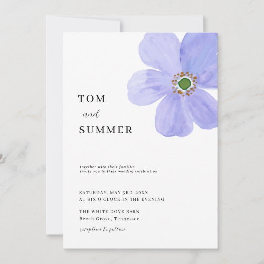 Dreamy Lilac Flowers Wedding 招待状 (正面)