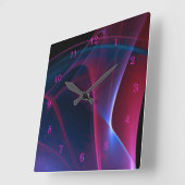 Dreamy MagentaとBlue抽象芸術・アートワーク スクエア壁時計 (傾斜)