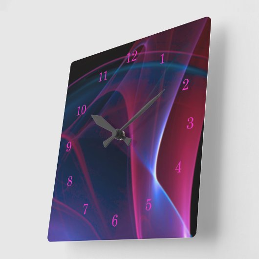 Dreamy MagentaとBlue抽象芸術・アートワーク スクエア壁時計 (傾斜)