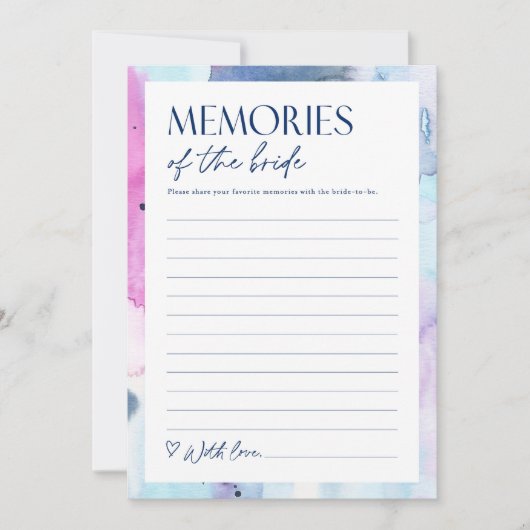 Dreamy Memories of the Bride Shower Activity Card 招待状 (正面)