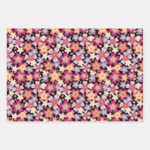 Dreamy Mixed Flowers on Black ラッピングペーパーシート (正面)