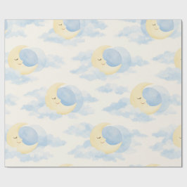 Dreamy Moon and Clouds Baby Wrapping Paper ラッピングペーパー