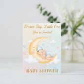 Dreamy Moon Baby Shower Invitation - Sleeping Baby インビテーションポストカード (スタンド正面)