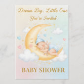 Dreamy Moon Baby Shower Invitation - Sleeping Baby 招待状 (正面)