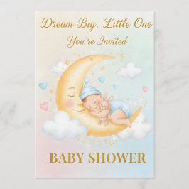 Dreamy Moon Baby Shower Invitation - Sleeping Baby 招待状