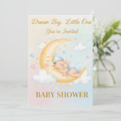 Dreamy Moon Baby Shower Invitation - Sleeping Baby 招待状 (スタンド正面)