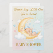 Dreamy Moon Baby Shower Invitation - Sleeping Baby 招待状 (正面/裏面)