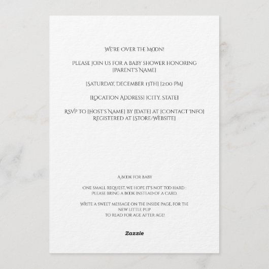 Dreamy Moon Baby Shower Invitation - Sleeping Baby 招待状 (裏面)