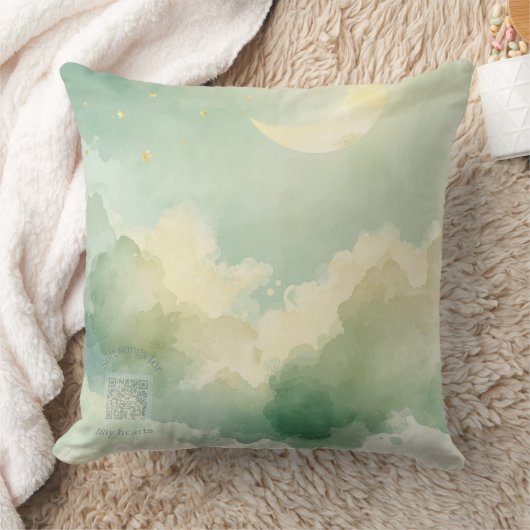 Dreamy Moon & Cloud Nursery Throw Pillow | Music クッション (ブランケット)
