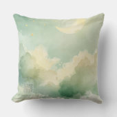 Dreamy Moon & Cloud Nursery Throw Pillow | Music クッション (正面)