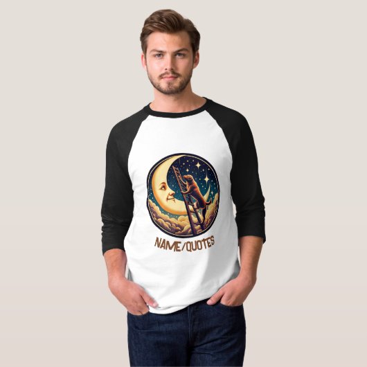 Dreamy Moon & Dog Climbing Ladder Tシャツ (正面フル)