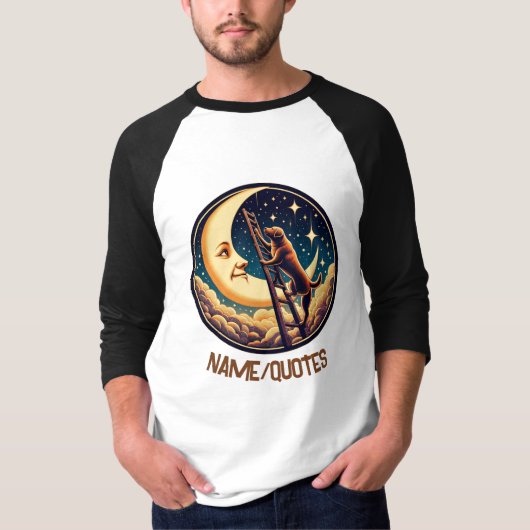 Dreamy Moon & Dog Climbing Ladder Tシャツ (正面)