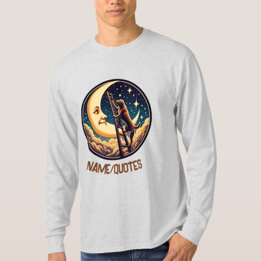 Dreamy Moon & Dog Climbing Ladder Tシャツ (正面)