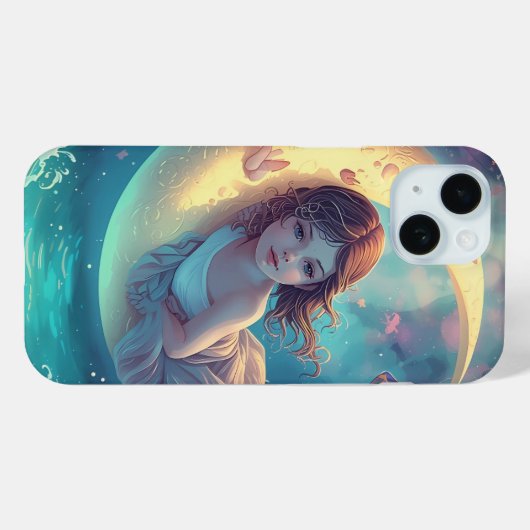Dreamy Moon Girl iPhone Case Design | Cute Baby Mo Case-Mate iPhoneケース (裏面 (横))