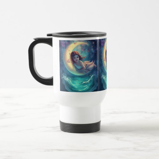 Dreamy Moon Girl Mug Design | Cute Baby Moon Art  トラベルマグ (左)
