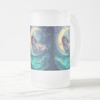 Dreamy Moon Girl Mug Design | Cute Baby Moon Art | フロストグラスビールジョッキ
