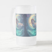 Dreamy Moon Girl Mug Design | Cute Baby Moon Art | フロストグラスビールジョッキ (正面左)