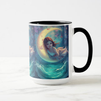 Dreamy Moon Girl Mug Design | Cute Baby Moon Art | マグカップ