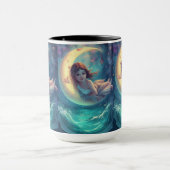 Dreamy Moon Girl Mug Design | Cute Baby Moon Art | マグカップ (中央)
