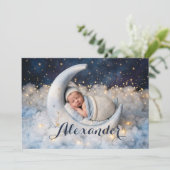 Dreamy Moon & Stars Baby Birth Announcement 案内状 (スタンド正面)