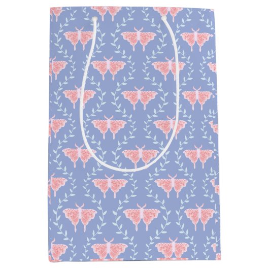 Dreamy Moth & Vine – Whimsical Nature ミディアムペーパーバッグ (正面)