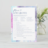 Dreamy Movie Love Quotes Bridal Shower Game Card 招待状 (スタンド正面)