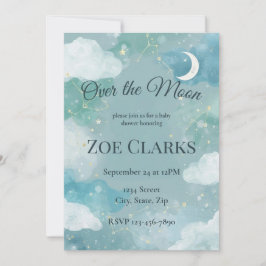 Dreamy Night Sky Baby Boy Shower Invitation 招待状