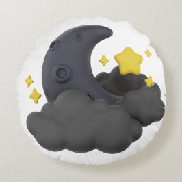 Dreamy Night Sky Pillow  Moon, Stars and Clouds  ラウンドクッション