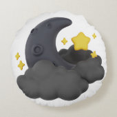 Dreamy Night Sky Pillow  Moon, Stars and Clouds  ラウンドクッション (裏面)