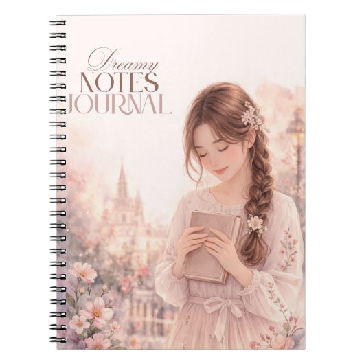 Dreamy Notes Journal – floral giral notebook ノートブック (正面)