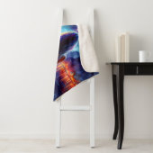 Dreamy ocean beach girl with moon and lights シェルパブランケット (インサイチュ)