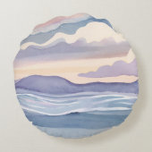 Dreamy Ocean Waves | Watercolor ラウンドクッション (裏面)